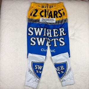 Strata MFG Swisher Sweets All Over Print Joggers Mens XL Blue Yellow Novelty